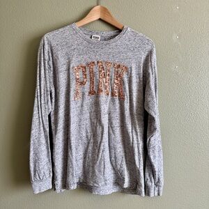 Victoria’s Secret Pink Gray Sequin Long Sleeve- XS